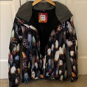 Roxy Multicolor Feather Pattern Ski Jacket Youth L
